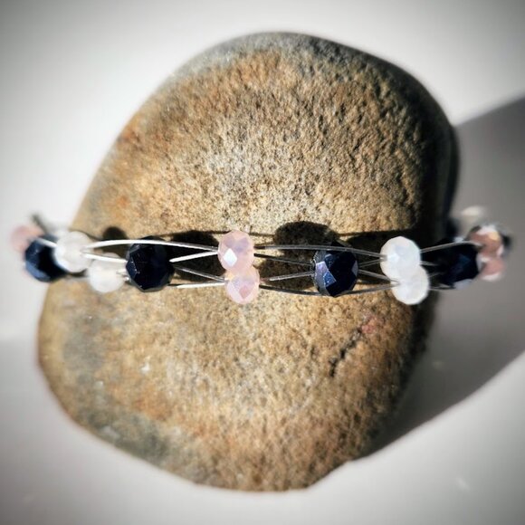 Ladies Adjustable Handcrafted Glass Bead Bracelet Dressy, Bride, Bridal Party. - Picture 2 of 4